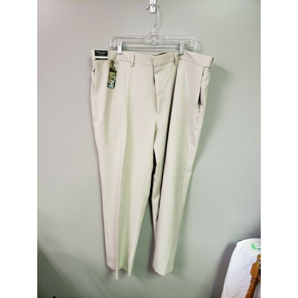 HAGGAR MENS Dress PANTS Stone 42 X 30 Wrinkle Free Flat Front $60 NWT - Picture 1 of 4